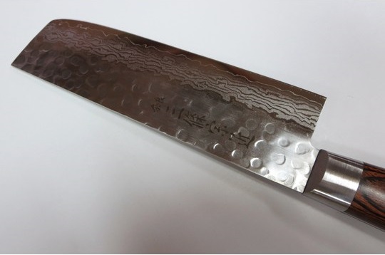 ダマスカス V金10号 積層17層鋼 槌目 薄刃 | 和包丁、洋包丁の製造 